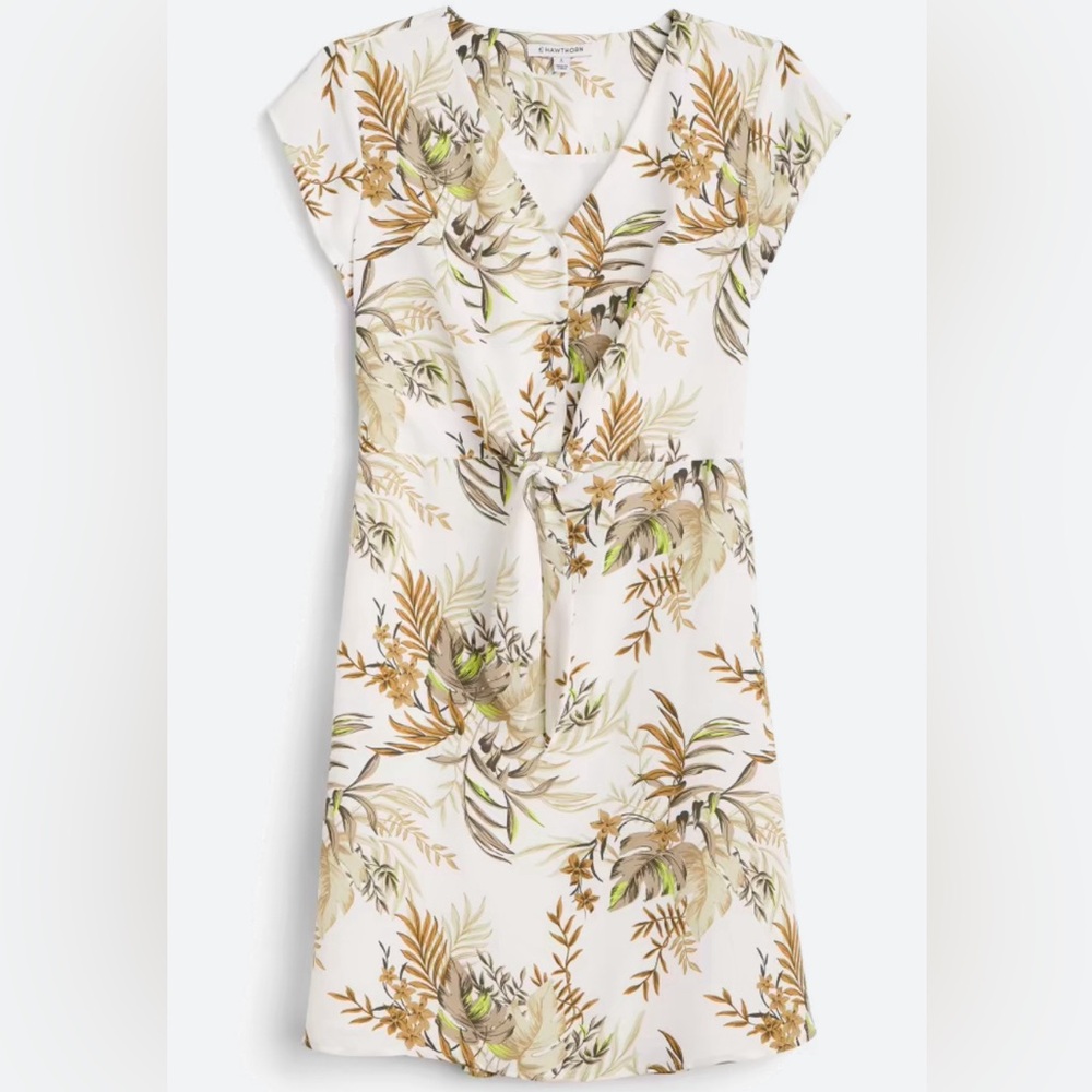 Tropical plants tie front shirt dress. Worn once. Smoke free, clean home.